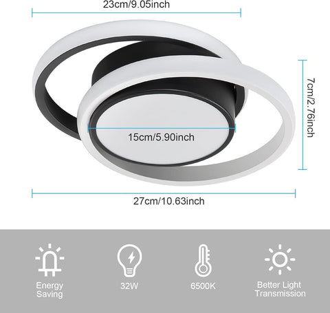 Moderne LED Deckenleuchte mit Doppelkreis 32W