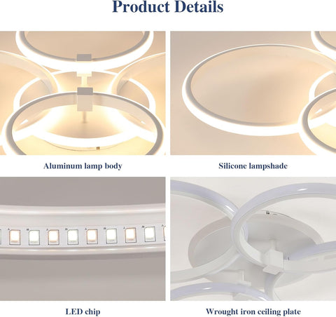 Moderner LED-Deckenleuchte mit 4 Ringen, 39W