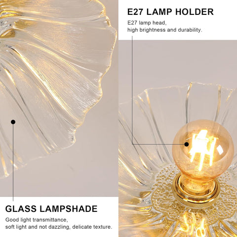 Moderne Glas Blumen Deckenleuchte Gold E27 28cm