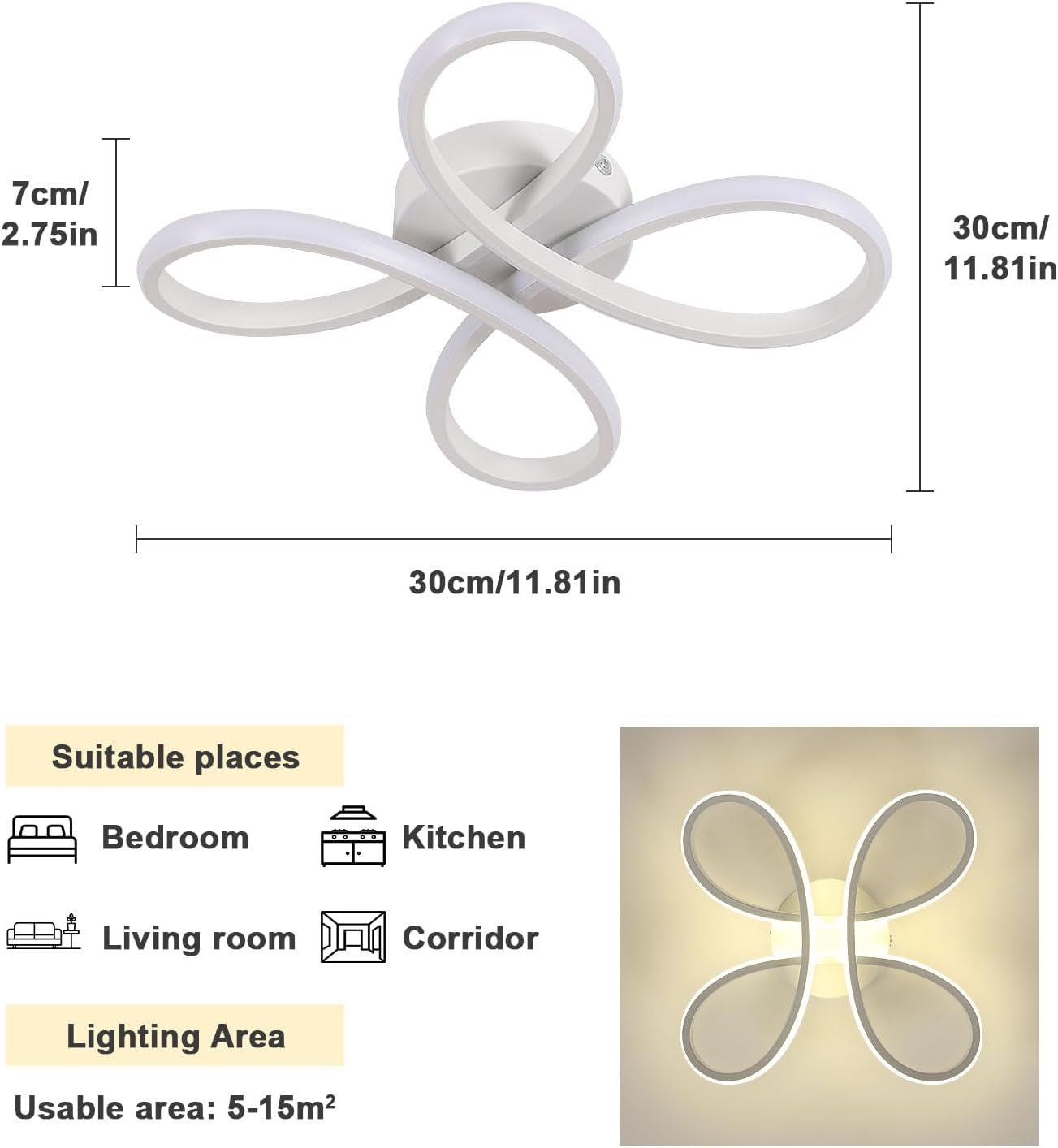 Moderne LED-Deckenleuchte 30W im Blumen-Design
