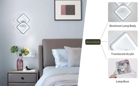 24W LED-Wandleuchte, modernes Design, 6000K Kaltweiß-Beleuchtung, Innenwandlampe für Wohnzimmer, Schlafzimmer, Treppen, Flur, Badezimmer 