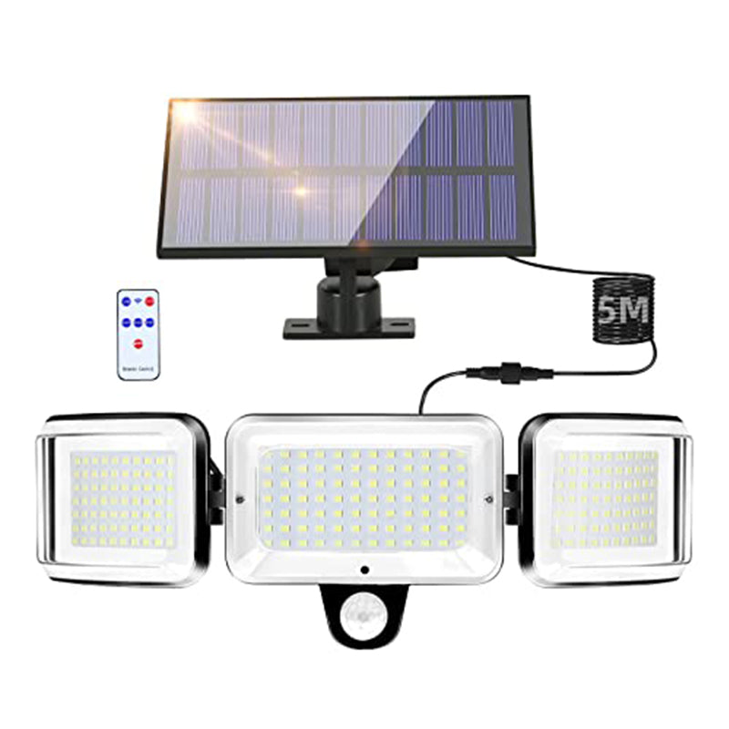 Separat erfasste Solar-Außenwandleuchte Schwarz, 24,3*11,11,8 cm, 224 LEDs, weißes Licht, 5 Meter Kabel, Infrarot-Hornerkennung