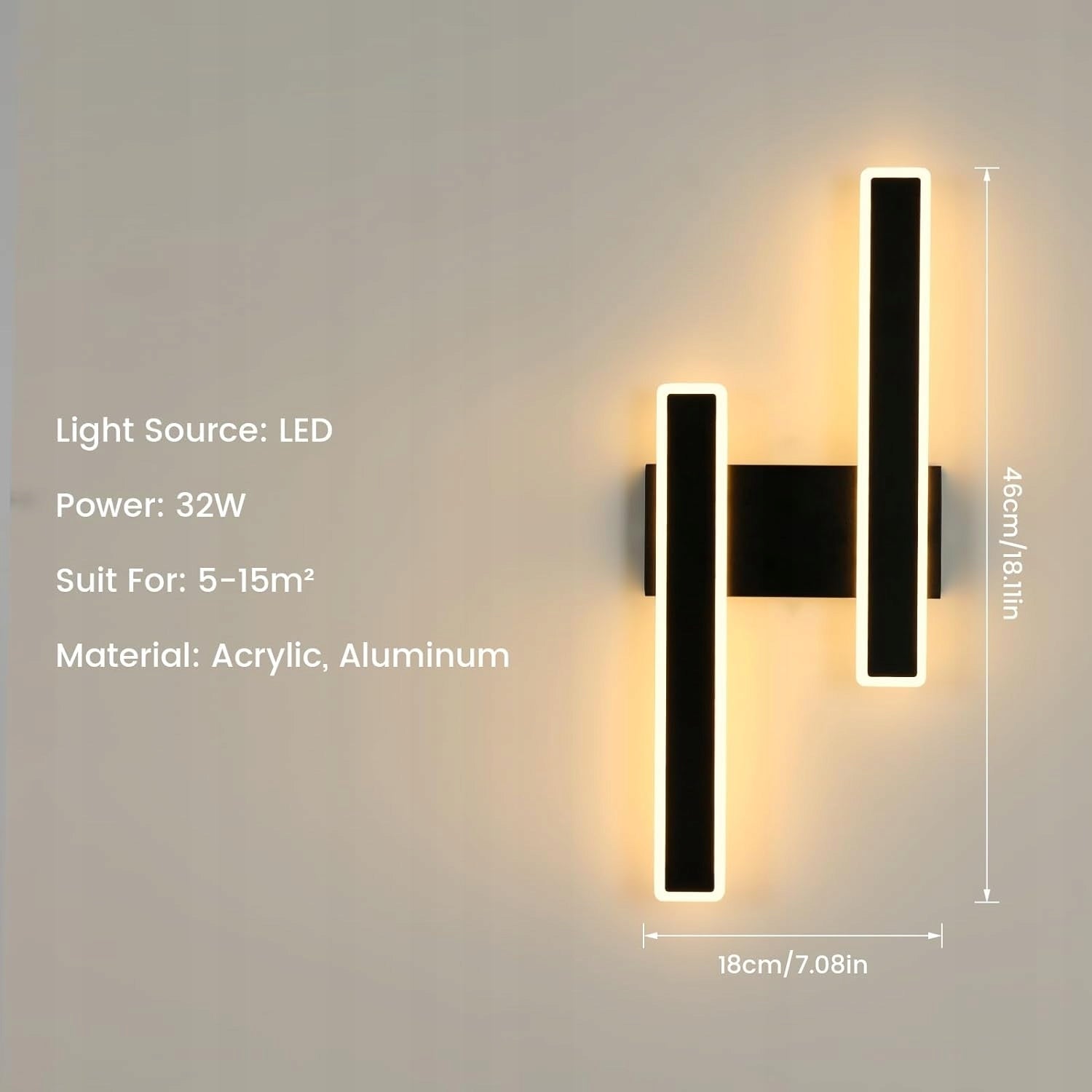 Tableau des dimensions des lampes murales 