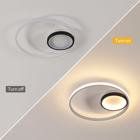40 W runde LED-Deckenleuchte aus Aluminium, warmes Licht, 3000 K Farbtemperatur, schwarz-weiße Wohnzimmer-Deckenleuchte