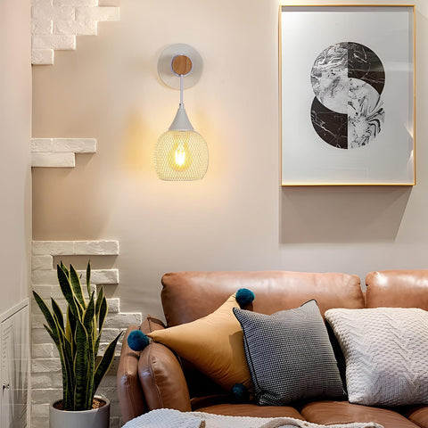 Kreative Laternenförmige Wandlampe, weiß, Metall, E27-Sockel (keine Glühbirne), für Schlafzimmerkorridor