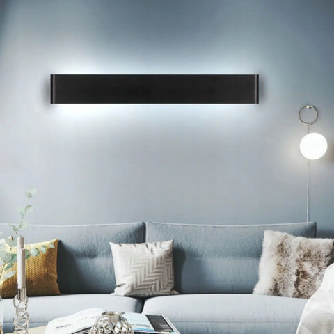 Moderne LED-Wandleuchte aus Aluminiummetall Schwarz, 91 cm, Beleuchtung, weißes Licht, 30 W, für Wohnzimmer