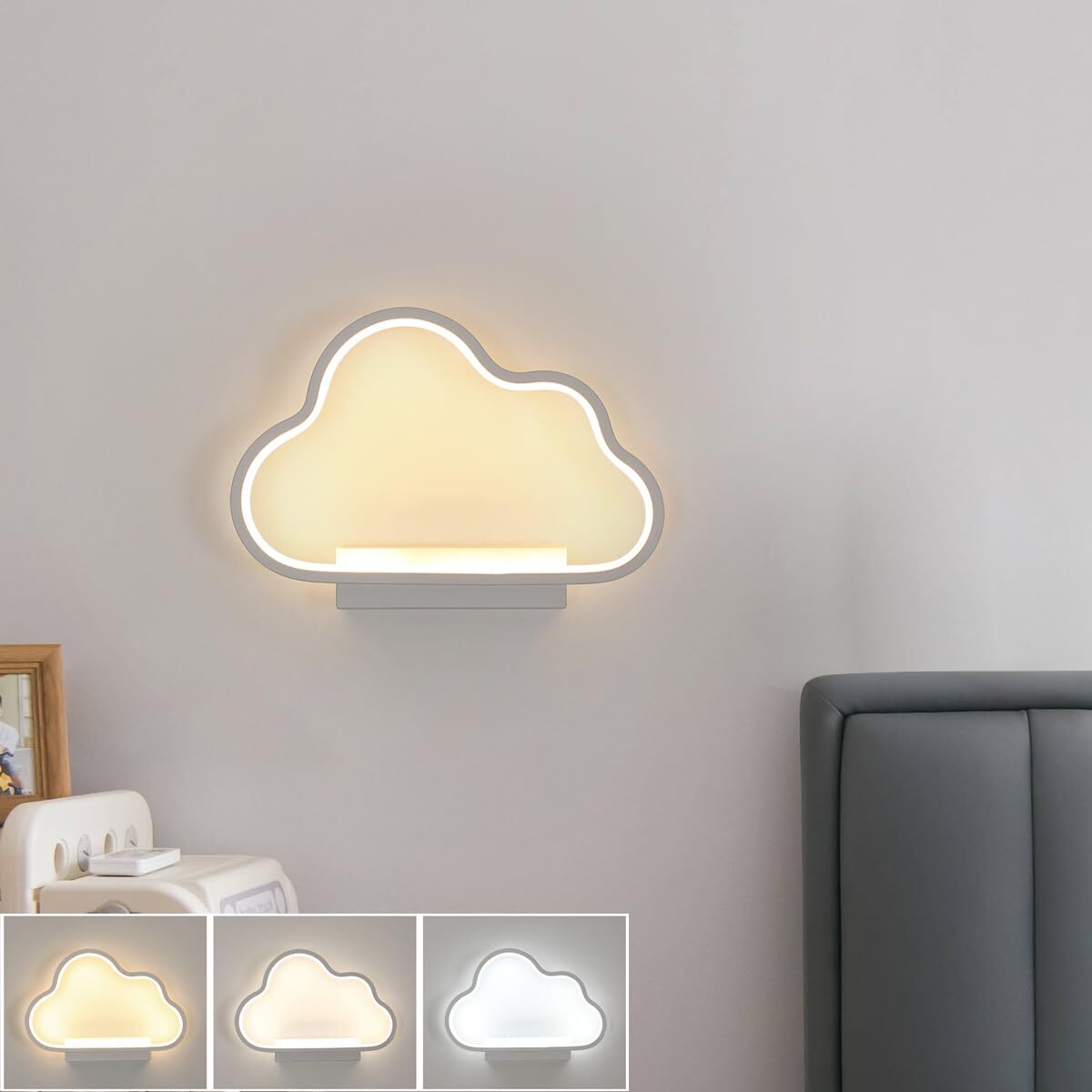 LED-Wandleuchte, Weiß 28*20cm, Aluminium, dreifarbiges Licht 6500K+4500K+3000K, für Schlafzimmer