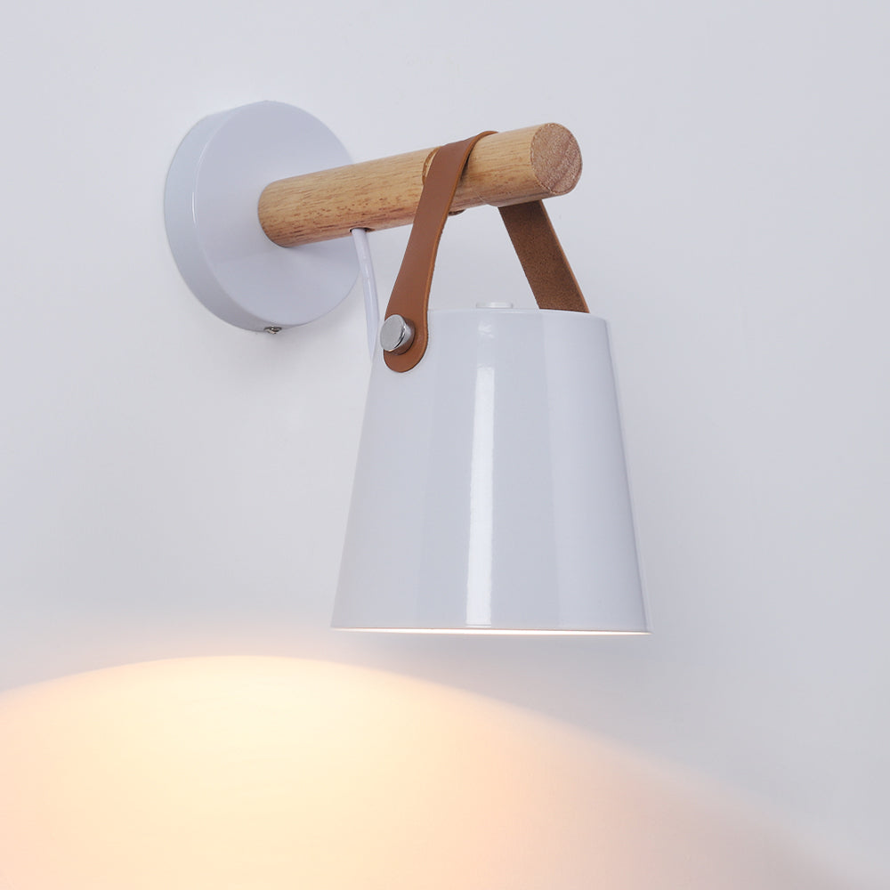 2 stuks witte echt houten wandlamp, lampenkap 13*13 cm, E27 fitting, lampen niet inbegrepen