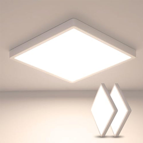 2 Stück ultradünne LED-Deckenleuchte – quadratisch 30 cm, weiß, 36 W, neutrales Licht 5000 K – für Wohnzimmer und Schlafzimmer