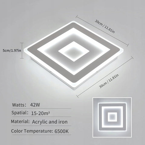 Ultradünne LED-Deckenleuchte, weiß, 42 W, 6500 K kaltweißes Licht, Acryl, 30 x 5 cm