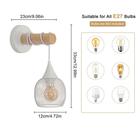 Kreative Laternenförmige Wandlampe, weiß, Metall, E27-Sockel (keine Glühbirne), für Schlafzimmerkorridor