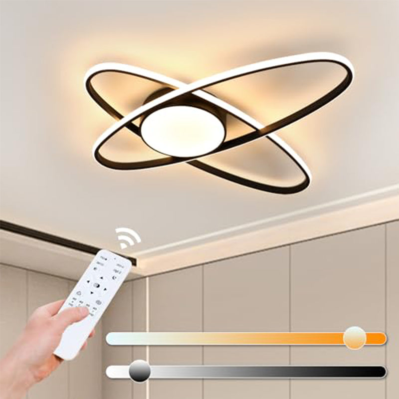 Universele moderne zwarte LED-plafondlamp, LED-hanglamp, ovale inbouwplafondlamp voor woonkamer, eetkamer, slaapkamer, keuken, binnenverlichting