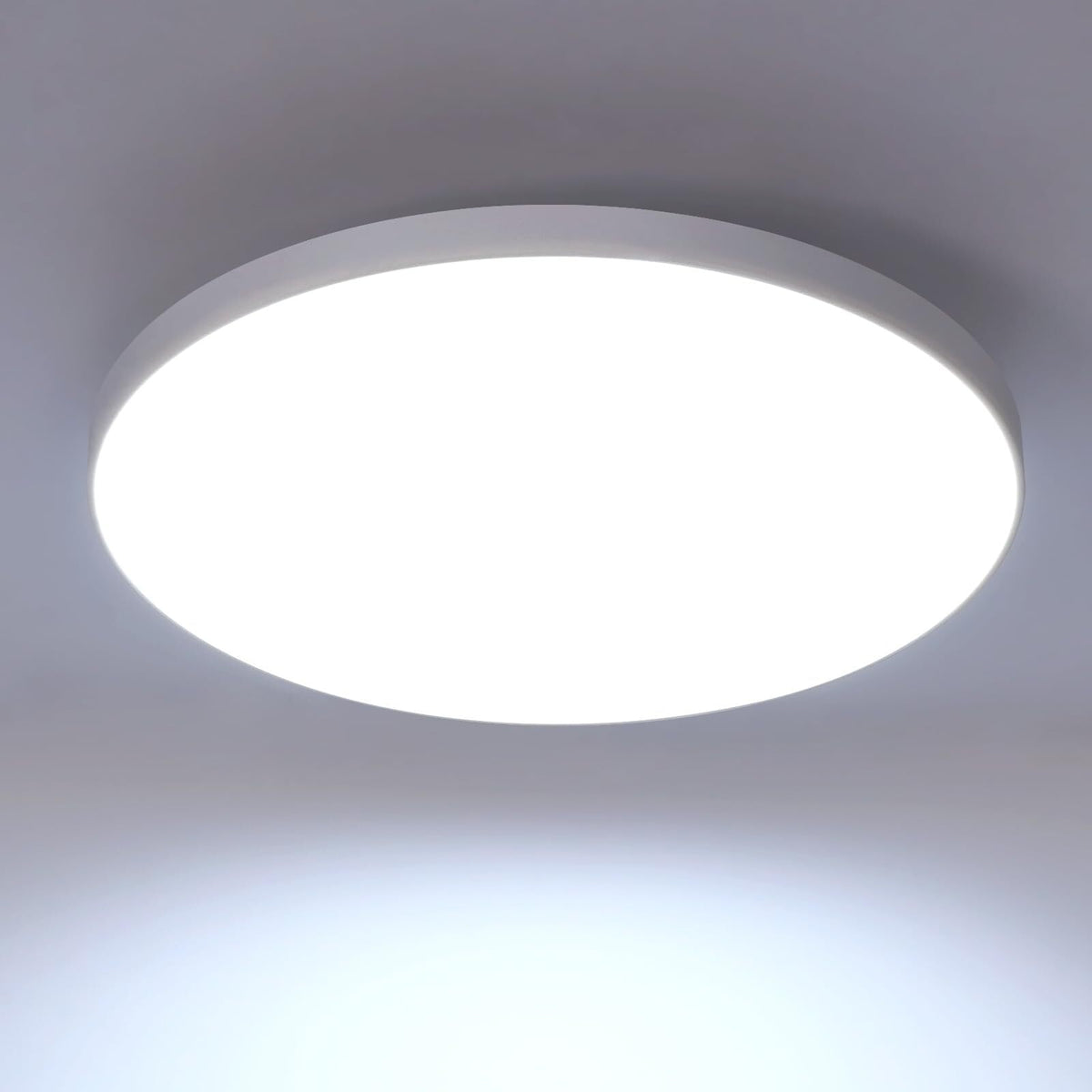 LED-Deckenleuchte, weiß, rund, 27 x 5 cm, 24 W, 6500 K, kaltweißes Licht, ABS, dreifacher Schutz für Schlafzimmer, Balkon