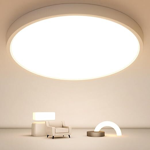 Ronde witte LED-plafondlamp, ultraplat, 24W warm wit licht 3000K, PVC, waterdicht IP44 - Ø30 CM, voor badkamer slaapkamer balkon