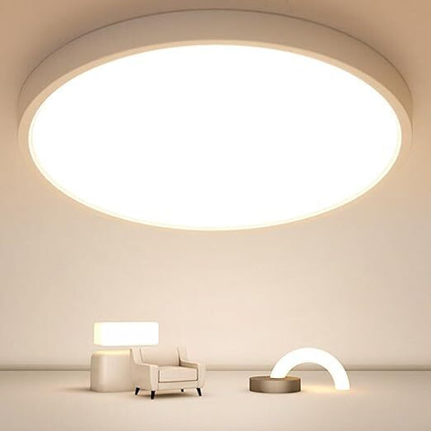 Runde weiße LED-Deckenleuchte, ultraflach, 24 W warmweißes Licht 3000 K, PVC, wasserdicht IP44 – Ø30 cm, für Badezimmer, Schlafzimmer, Balkon