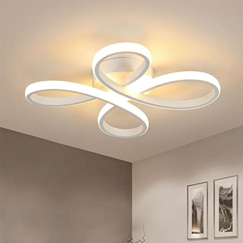 Moderne blumenförmige LED-Deckenleuchte aus Aluminium – Weiß, 40 cm, warmes Licht – Ideal für Wohnzimmer, Schlafzimmer, Küche und Flur