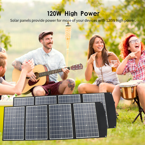 120 W faltbares Solarpanel monokristalline tragbare Solarmodule PD 45 W USB wasserdichtes Ladegerät QC3.0 DC Outdoor-Solargenerator für Camping und Garten