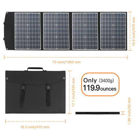 120 W faltbares Solarpanel monokristalline tragbare Solarmodule PD 45 W USB wasserdichtes Ladegerät QC3.0 DC Outdoor-Solargenerator für Camping und Garten