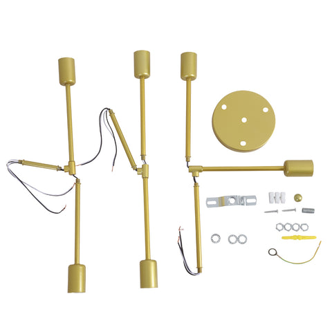 Moderne LED Deckenleuchte, Retro Kronleuchter Vintage Pendelleuchte 6 Lichter E27 Sockel, Kronleuchter Leuchte Metalllampe für Wohnzimmer Schlafzimmer Küche Flur Loft Esszimmer Bar Cafe, Gold (Ohne Leuchtmittel) 