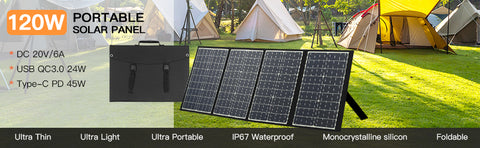 120 W faltbares Solarpanel monokristalline tragbare Solarmodule PD 45 W USB wasserdichtes Ladegerät QC3.0 DC Outdoor-Solargenerator für Camping und Garten