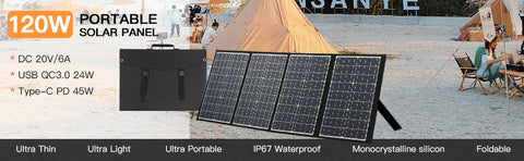 120 W faltbares Solarpanel monokristalline tragbare Solarmodule PD 45 W USB wasserdichtes Ladegerät QC3.0 DC Outdoor-Solargenerator für Camping und Garten