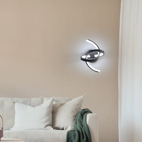 Wandleuchte für den Innenbereich, 19 W, gebogenes Design, LED-Wandleuchten, moderne Acryl-Wandleuchte für Schlafzimmer, Wohnzimmer, Hotel, Treppenhaus, Gang, schwarze Farbe, kaltweißes Licht