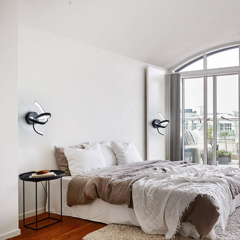 Wandleuchte für den Innenbereich, 19 W, gebogenes Design, LED-Wandleuchten, moderne Acryl-Wandleuchte für Schlafzimmer, Wohnzimmer, Hotel, Treppenhaus, Gang, schwarze Farbe, kaltweißes Licht