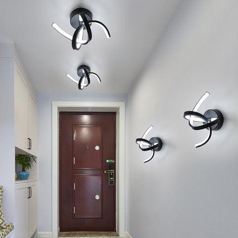 Wandleuchte für den Innenbereich, 19 W, gebogenes Design, LED-Wandleuchten, moderne Acryl-Wandleuchte für Schlafzimmer, Wohnzimmer, Hotel, Treppenhaus, Gang, schwarze Farbe, kaltweißes Licht