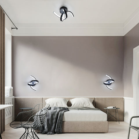 Wandleuchte für den Innenbereich, 19 W, gebogenes Design, LED-Wandleuchten, moderne Acryl-Wandleuchte für Schlafzimmer, Wohnzimmer, Hotel, Treppenhaus, Gang, schwarze Farbe, kaltweißes Licht