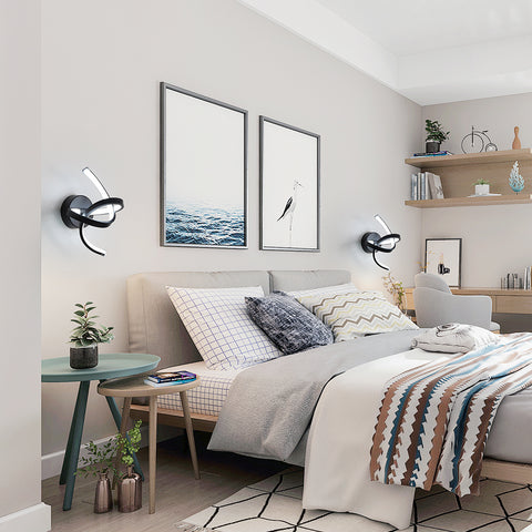 Wandleuchte für den Innenbereich, 19 W, gebogenes Design, LED-Wandleuchten, moderne Acryl-Wandleuchte für Schlafzimmer, Wohnzimmer, Hotel, Treppenhaus, Gang, schwarze Farbe, kaltweißes Licht
