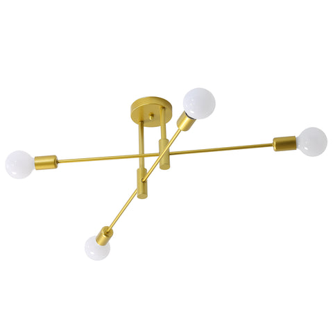 Industrielle Deckenleuchte Retro Deckenleuchte Golden 4-flammig E27 Metall Moderne LED Kronleuchter für Schlafzimmer, Wohnzimmer, Küche, Büro, Café, Restaurant