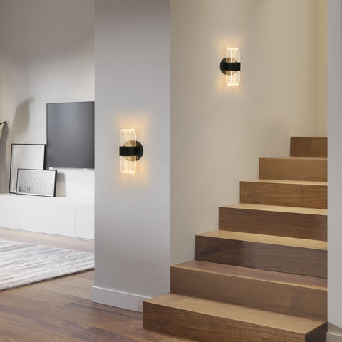 LED-Wandleuchte, dimmbare moderne LED-Wandleuchte, schwarze ovale 10 W Acryl-Innenwandleuchte für Schlafzimmer, Nachttisch, Flur, Wohnzimmer, Flur, 3000–6500 K