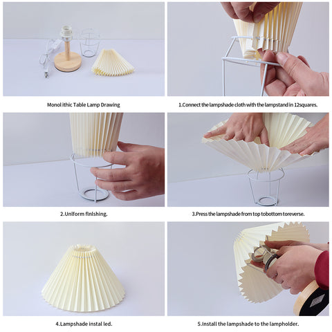 Schreibtischlampe, E27-Plissee-Tischlampe aus Holz, kreatives Mini-Stimmungslicht für Schlafzimmer