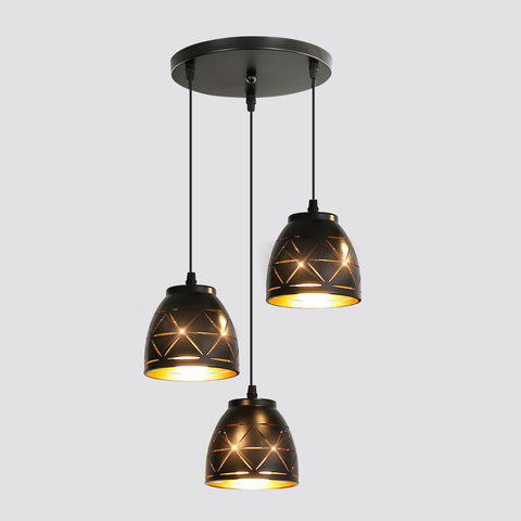3-flammige Retro-Pendelleuchten, industrieller hohlgeschnitzter Kronleuchter, E27-Vintage-Metall-Deckenleuchte, Beleuchtung für Wohnzimmer, Küche, Flur, Restaurant, Loft, Café, Bar