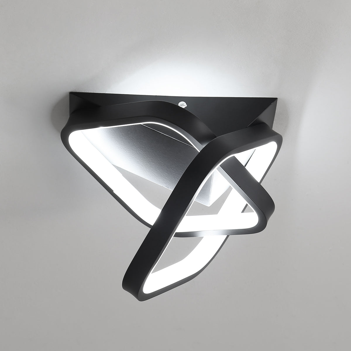 Moderne LED-Deckenleuchte 24 W, 2 schräge, quadratische Deckenleuchten aus Aluminium, Deckenleuchte aus schwarzem Metall, für Flur, Eingangsbereich, Balkon, kaltweißes Licht/6500 K 