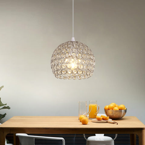 Moderner Kristall-Kronleuchter Moderner Kronleuchter E27 Chrom-Pendelleuchte mit 120 cm verstellbarem Kabel, geeignet für Küche, Schlafzimmer, Büro, Wohnzimmer (Glühbirne nicht im Lieferumfang enthalten)
