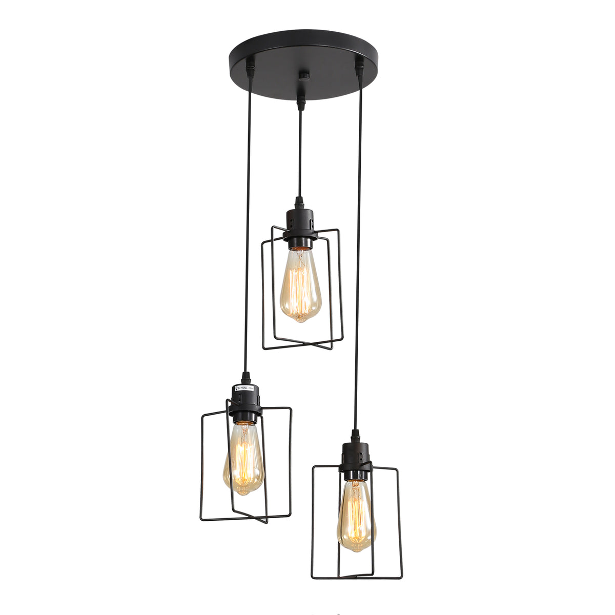 E27 Industrielle Kronleuchter Pendelleuchte Vintage Decke 3 Lichter Metallkäfig Pendelleuchte Retro Stil Dekorativ für Küche Schlafzimmer Esszimmer