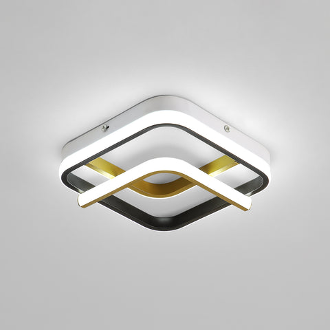 Moderne LED-Deckenleuchte, 23 W, quadratische Deckenleuchte, 6000 K (kaltweißes Licht), Acryl-Deckenlampe, geeignet für Badezimmer, Küche, Wohnzimmer, Schlafzimmer (Schwarzgold)
