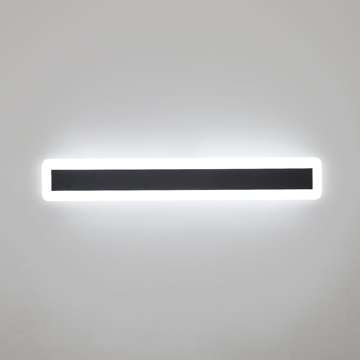 LED-wandlampen, moderne wandverlichtingslamp 22W 6000K, 60CM aluminium zwarte LED-lamp, decoratieve wandlamp voor slaapkamer woonkamer (koel wit licht)