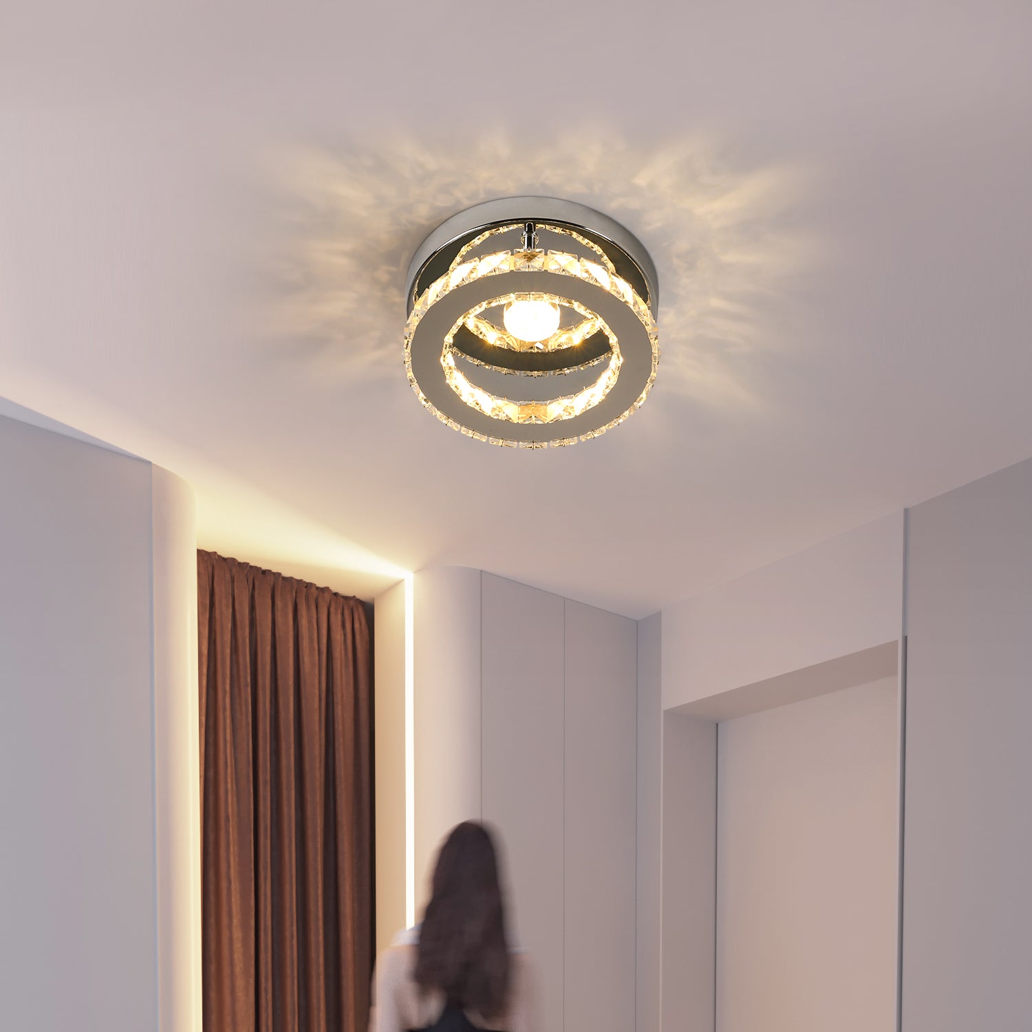 Plafonnier LED, Lustre en Cristal 16W