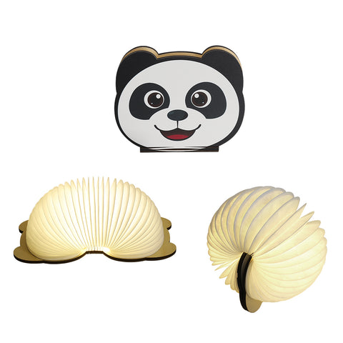 Goeco LED-Klappbuchlampe, Cartoon Panda Mehrfarbige Nachtlichter, wiederaufladbare USB-Klappbuchlampe für