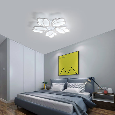 LED-Deckenleuchte, moderne Blütenblatt-LED-Deckenleuchte, weiße Pendelleuchte 60 W, 5600 lm, 6000 K weißes Licht, LED-Deckenleuchte für Wohnzimmer, Küche, Schlafzimmer, Esszimmer, Ø63 cm 
