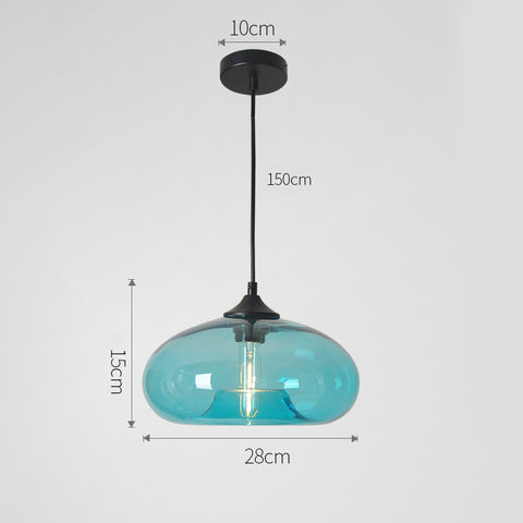 Moderne bunte Glas-Hängelampe für Wohnzimmer, Bar, Küche, Restaurant, Café, Esszimmer, nordische Beleuchtungskörper für Zuhause (blaue Farbe)