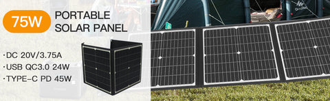 Faltbares tragbares Solarpanel, schnelles Aufladen, Solar-Ladegerät, Powerbank für Handy, Wohnmobil, Outdoor-Uhren, DC + USB, 20 V, 75 W