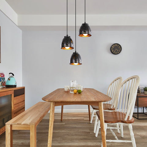 3-flammige Retro-Pendelleuchten, industrieller hohlgeschnitzter Kronleuchter, E27-Vintage-Metall-Deckenleuchte, Beleuchtung für Wohnzimmer, Küche, Flur, Restaurant, Loft, Café, Bar