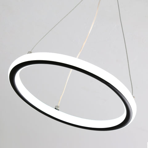 Moderne LED-Ring-Pendelleuchte 32W Moderne LED-Esstisch-Pendelleuchte Acryl-LED-Kronleuchter, 220V, 22CM LED-Kronleuchter-Deckenleuchte für Wohnzimmer, Esszimmer, Flur, Café, Bartheke, Schwarz 