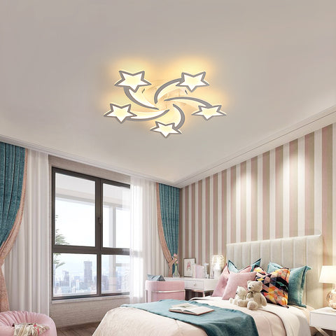 Dimmbare moderne LED-Deckenleuchte, 50 W, kreative 5-köpfige sternförmige Deckenleuchte, Metall-Acryl-Deckenleuchte mit Fernbedienung, für Schlafzimmer, Wohnzimmer, Esszimmer, Kinderzimmer 