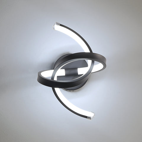 Wandleuchte für den Innenbereich, 19 W, gebogenes Design, LED-Wandleuchten, moderne Acryl-Wandleuchte für Schlafzimmer, Wohnzimmer, Hotel, Treppenhaus, Gang, schwarze Farbe, kaltweißes Licht