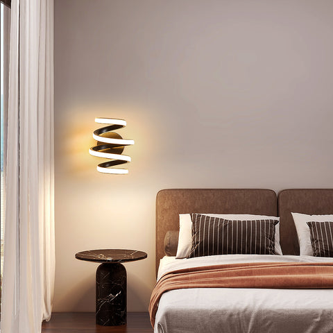 LED-Wandleuchte, 21 W, schwarze Spirale, einfache moderne Kreativität, Aluminium-Metall-Wandleuchte, 3000 K, Innenwandleuchte, geeignet für Schlafzimmer, Flur, Wohnzimmer, Bar 