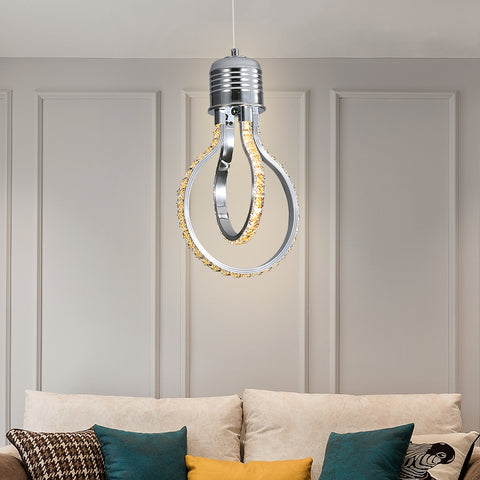 Moderner Kronleuchter, LED-Kristall-Deckenleuchte 21 W, 3000 K, Aluminium-Pendelleuchte für Schlafzimmer, Küche, Esszimmer, Bar, Theke, Korridor, Ausstellungshalle, höhenverstellbar